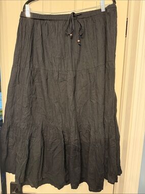 White Stag Black Tiered Maxi Skirt with Drawstring